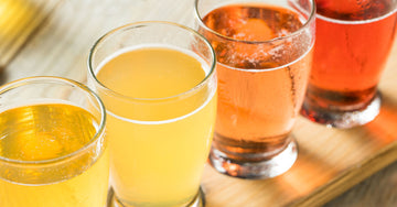 A selection of cider in glasses