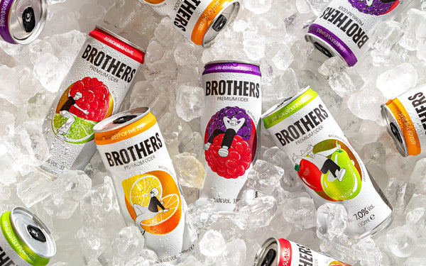 New 330ml Little Brothers - Brothers cider chilling in ice