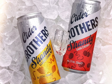 Brothers Cider Shandy cans on ice